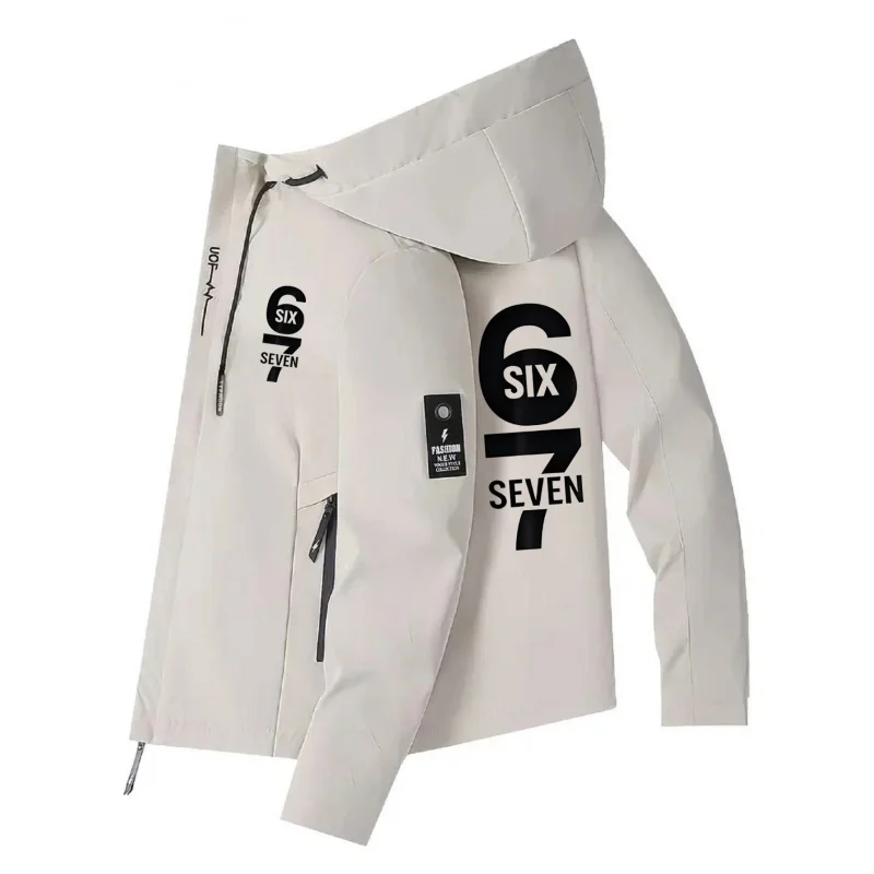 

6 and 7 Printed Men's High-Quality Four-Season Jacket - Running and Travel Coat, Machine Washable Non-Stretch Fabric Jacket