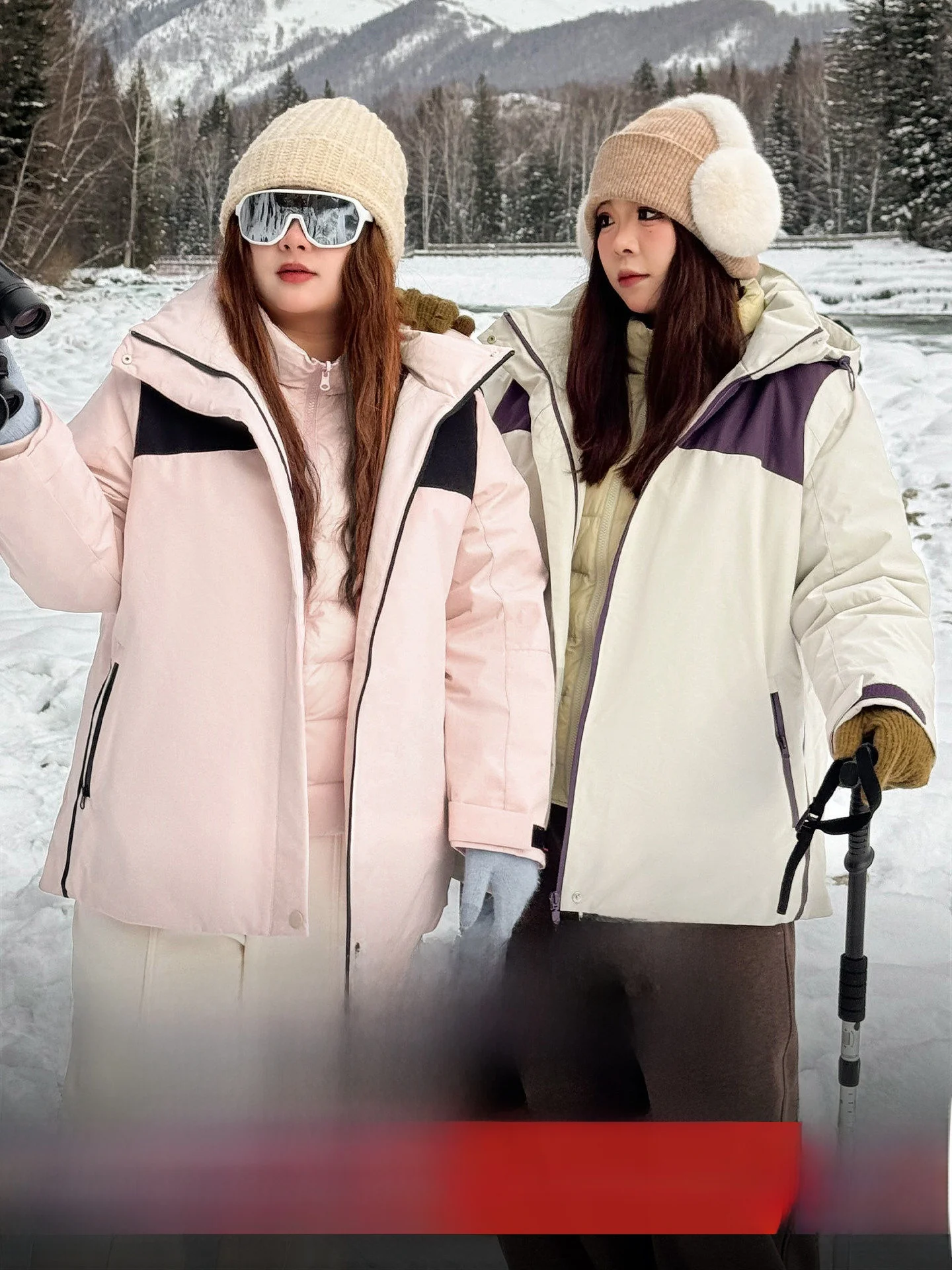 

Комплект зимней одежды больших размеров для женщин: теплый пуховик с капюшоном, контрастный цвет, утепленный хлопковый, в корейском стиле, для повседневной носки