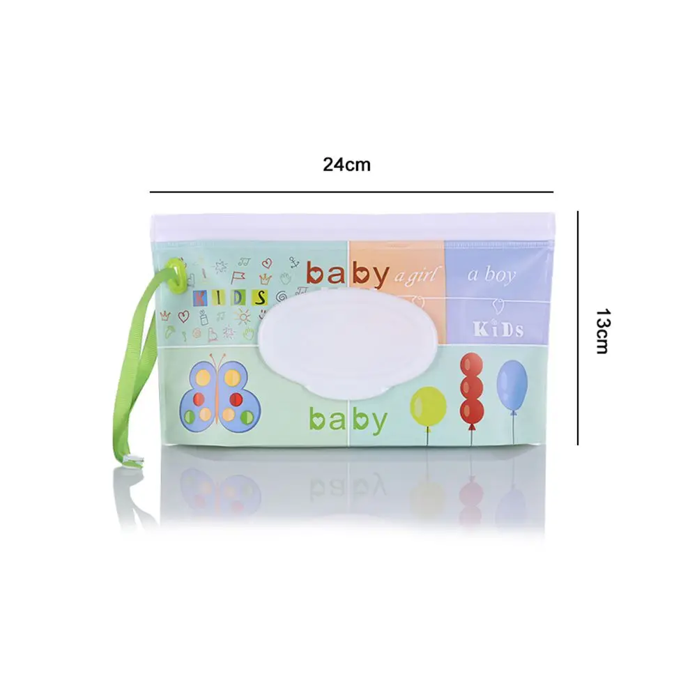 1pcs Cute Useful Carrying Case Snap-Strap Baby Product Flip Cover Stroller Accessories Tissue Box Wet Wipes Bag Cosmetic Pouch