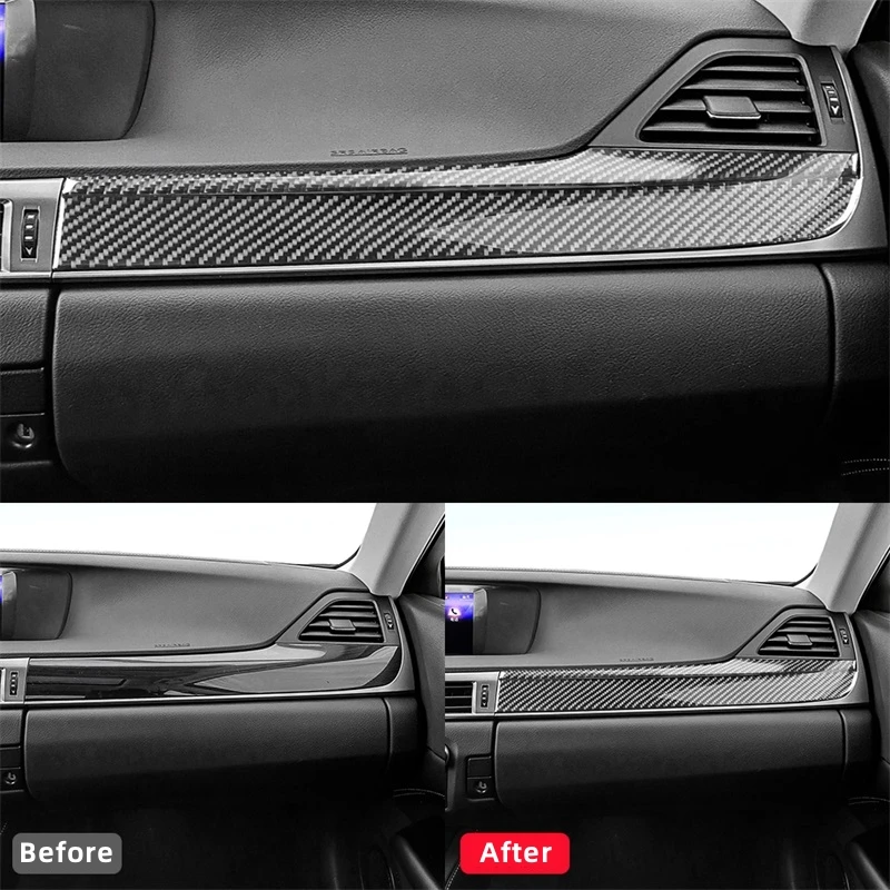 For Lexus GS 2013-2019 Car Interior Accessories Carbon Fiber Auto Co-pilot Storage Box Decorative Strip Trim Cover Stickers