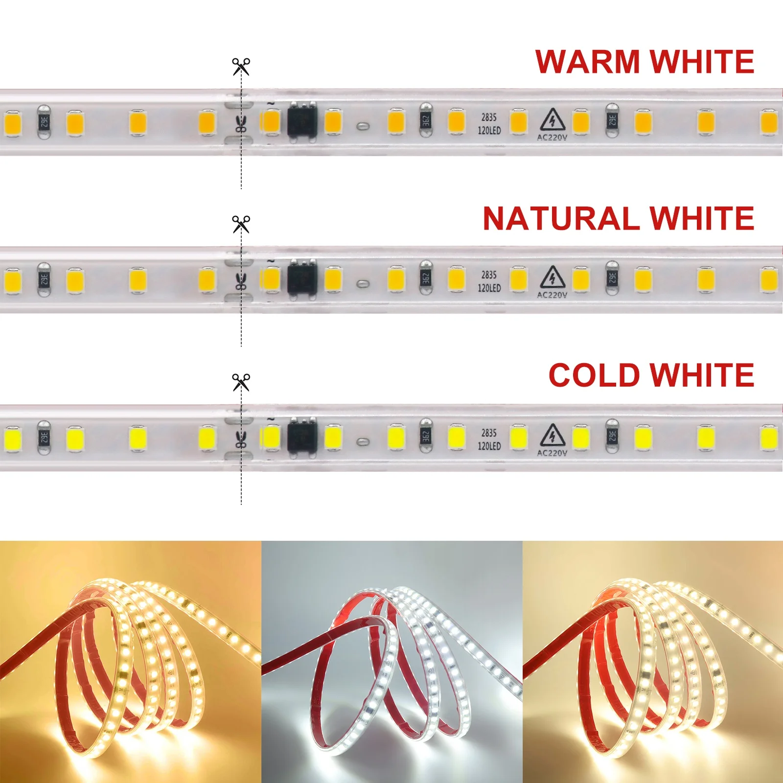 220 فولت LED قطاع ضوء 5 متر 10 متر 15 متر 20 متر 30 متر 35 متر مقاوم للماء ديكور خارجي إضاءة داخلية 2835 120 المصابيح/م شريط مرن لاصق ضوء