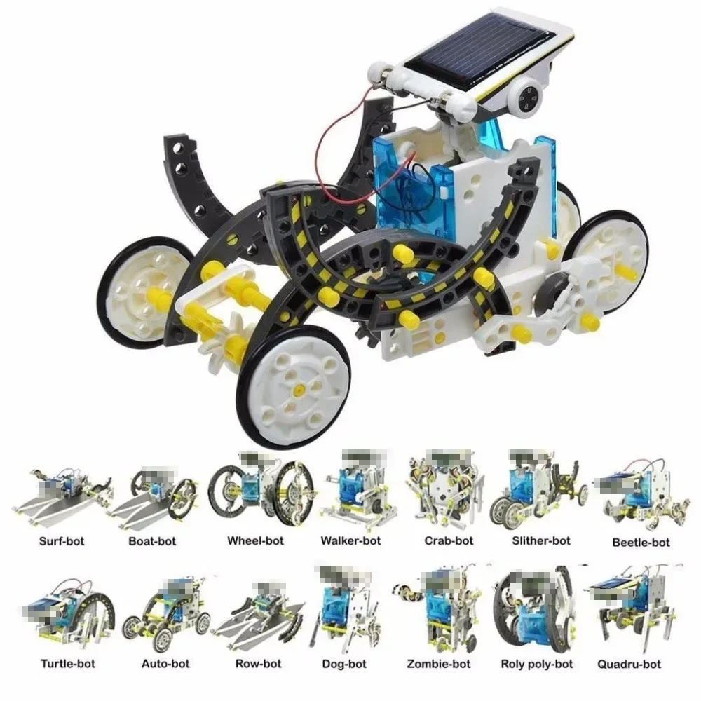 Solar Powered Robot Ciência Brinquedos Educativos para Crianças, DIY Montado Kit, 13 Formas de Transformação Robô, Boy Gift, Escola, STEM