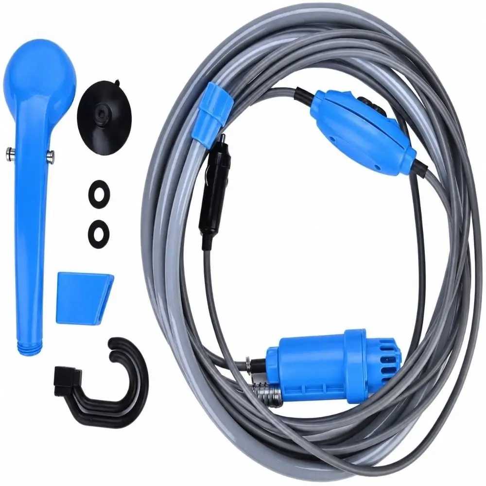 Portable 12V Camping Shower Adjustable Water Output Easy Install Handheld Showerhead Kit Car Plug Washer Pet Bathing