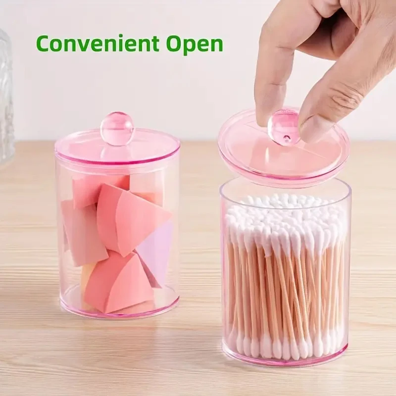 Transparent Cotton Swab Storage Box Portable Makeup Cosmetic Organizer Dust-proof Acrylic Jewelry Storage Container Makeup Tools