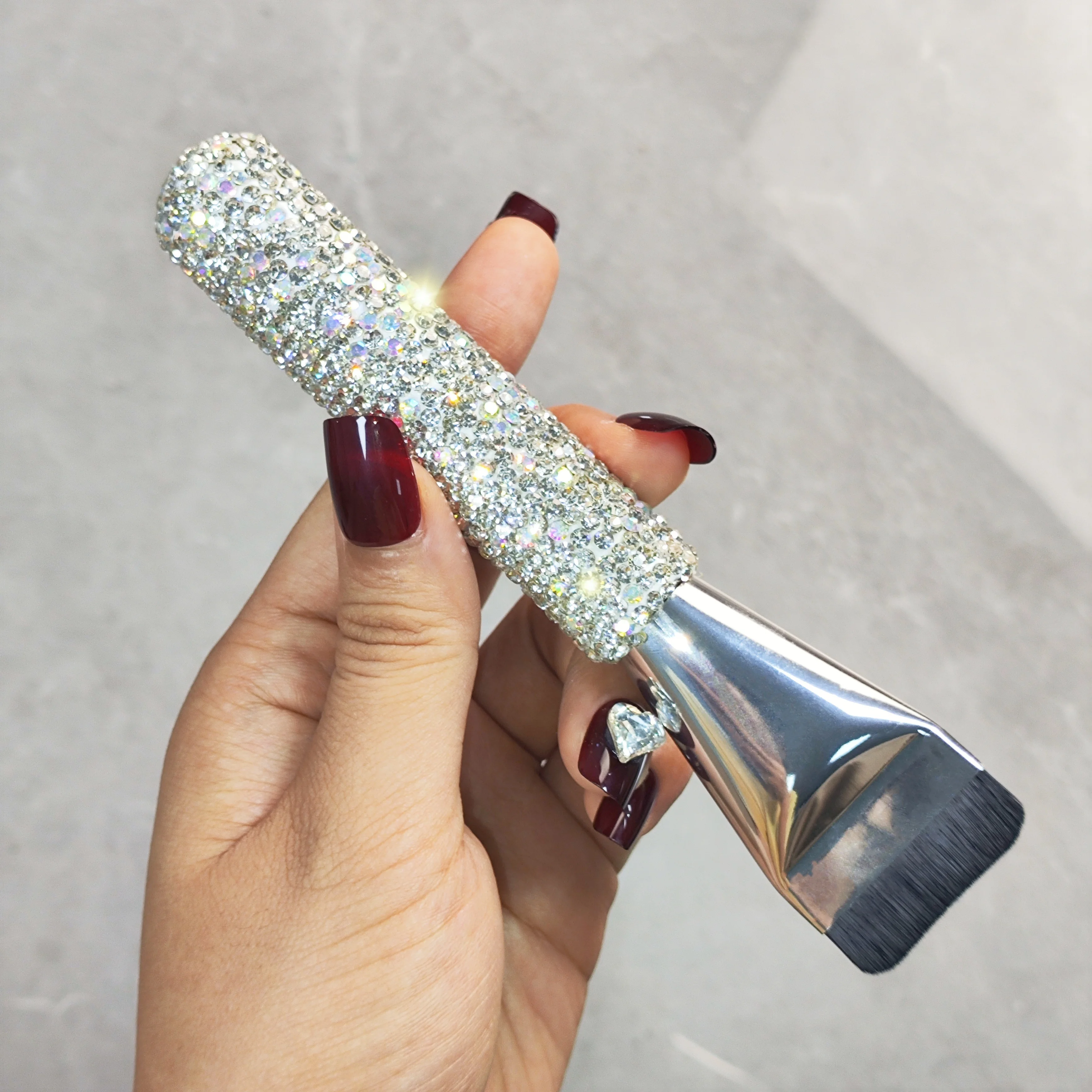 高品質のファンデーションブラシ,ダイヤモンドセット,人工,フラットではないパウダーヘッド,マスクベース,コンシーラー,メイクブラシ