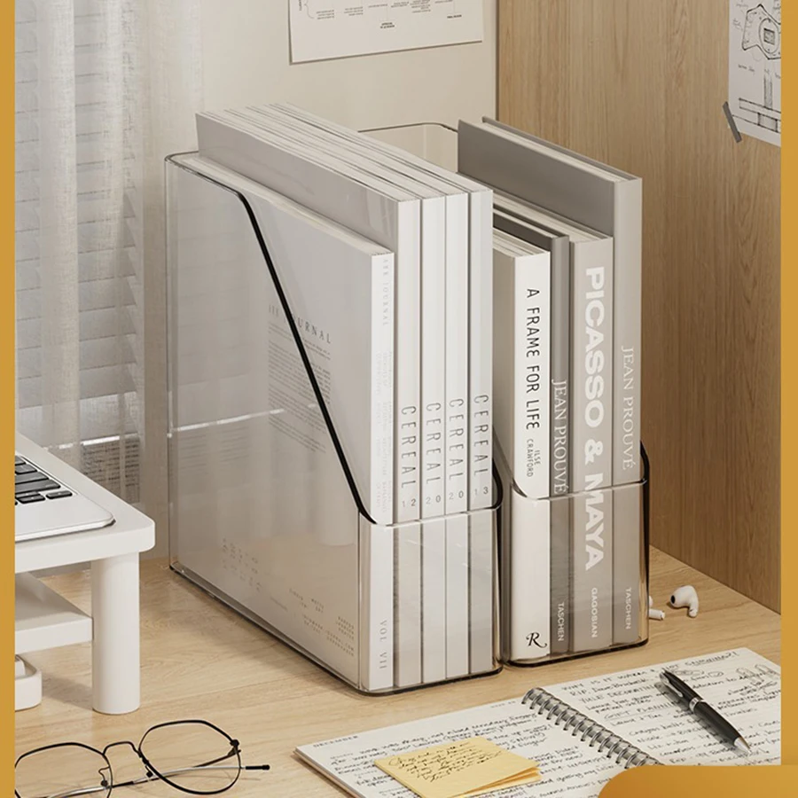 كتب مكتبية للطلاب ، حامل كتب شفاف ، رف تخزين ملفات للمكتب ، صندوق منظم ورقي a4 بلاستيكي ، 1 روض #4