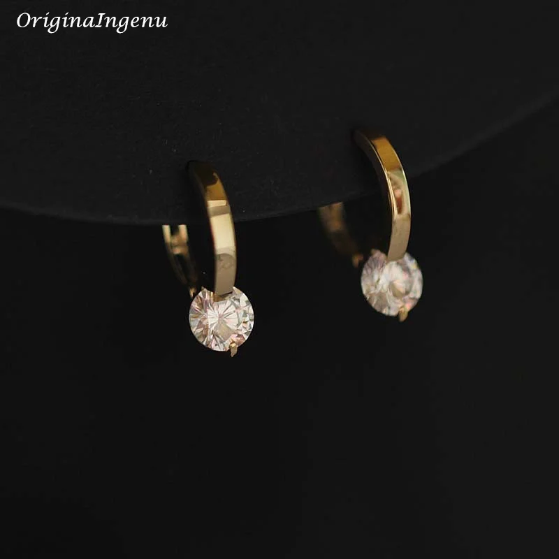 Solid 9K Gold Hoop Earrings Dainty Zircon Women Hoop Earrings Real Gold Hoop Hypoallergenic Jewelry 9K Gold Fine Jewelry