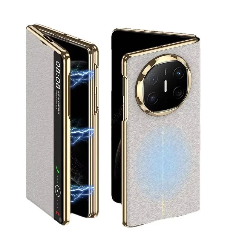 Etui na telefon Huawei Mate X6 z magnetycznym ładowaniem bezprzewodowym, gładkie etui ochronne z platerowaną ramką obiektywu, pełne pokrycie Mate X6. — zdjęcie produktu 5