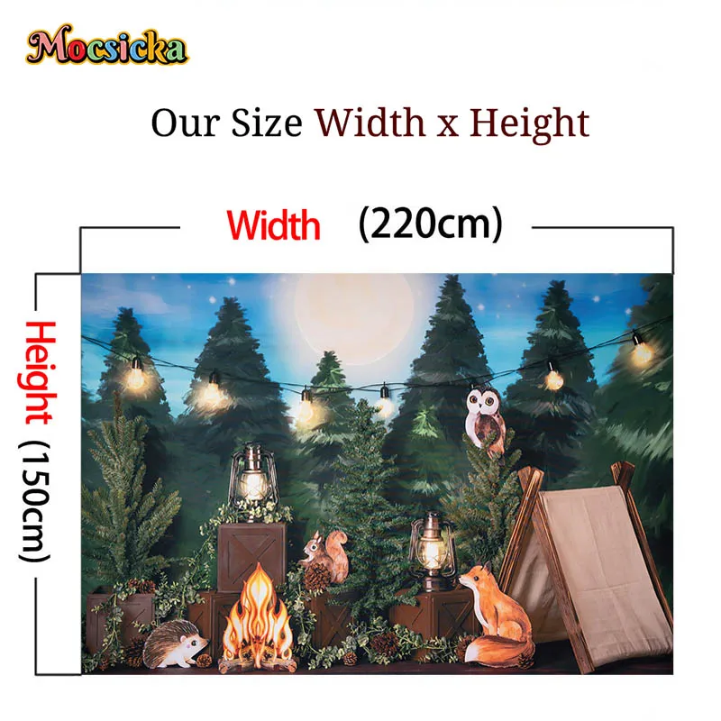 Mocsicka-خلفية تصوير غابة للأطفال ، خلفية تحطيم كعكة عيد الميلاد ، ديكور غزال الطفل ، مستلزمات استوديو تصوير تخييم