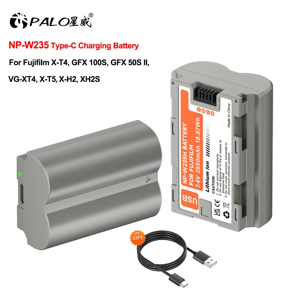 100% Original 2550mAh NP-W235 NP W235 Battery with Type C Port for Fujifilm X-T4 X-T5 GFX 100S GFX 50S II VG-XT4 X-S20 X-H2