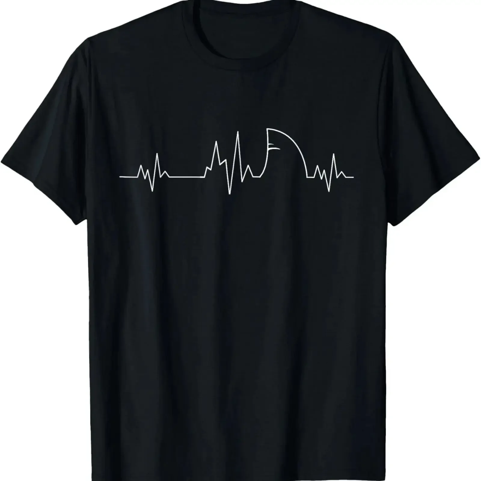 Shark Heartbeat EKG Funny Fish Fin Pulse Ocean Animal Lovers T Shirt vintage Washed Breathable homme Top For Everyday Wear