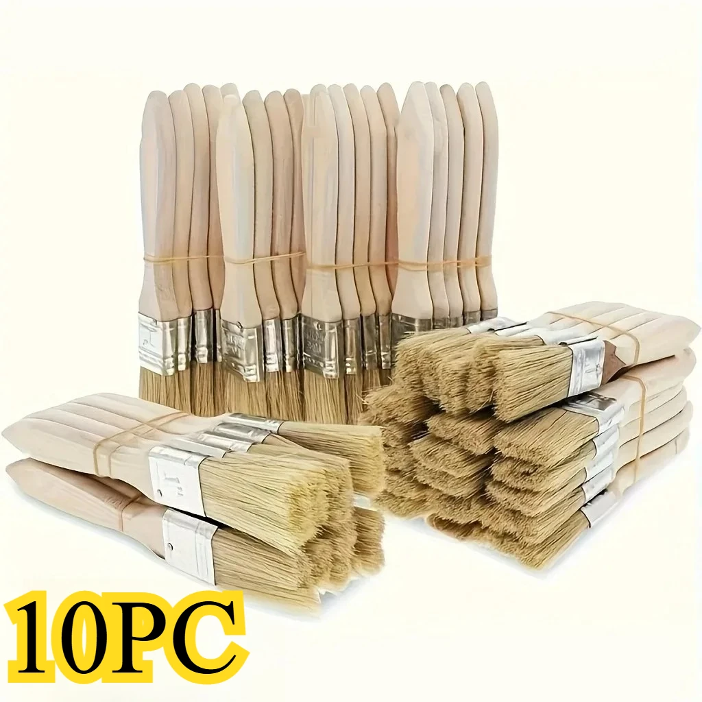 

10 pig mane brushes, suitable for art, handicrafts, plastering, painting, glue application, wooden handles