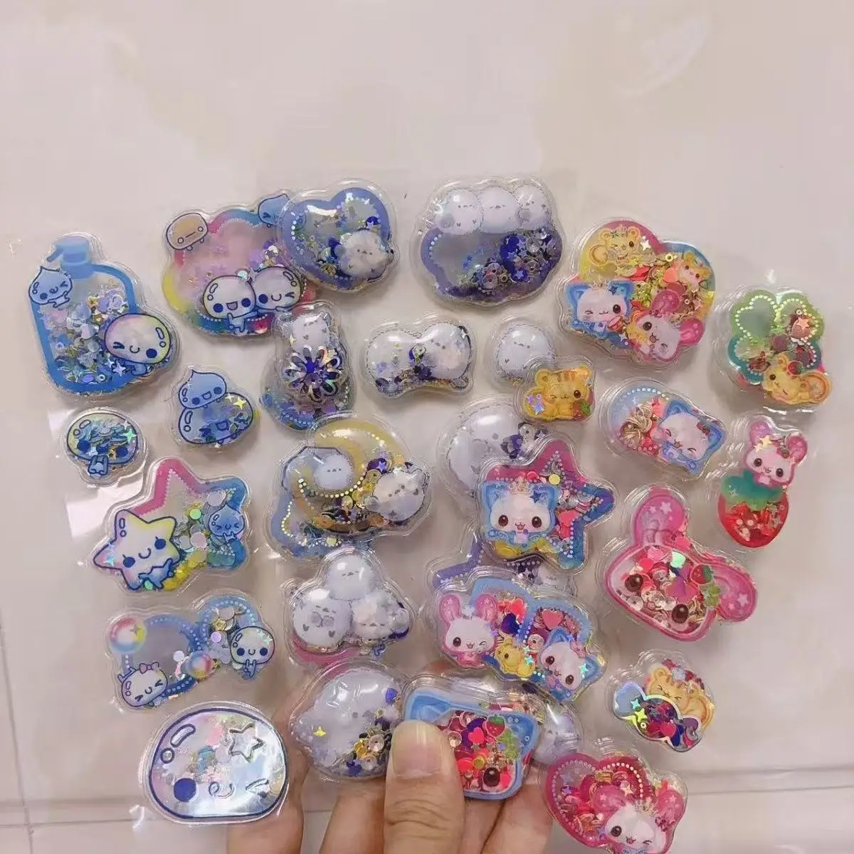 Japanese Style Cartoon Water Drop Stickers Creativity Retro Flash Mobile Phone Case Decorationstudent Diy Handbooks Stickers