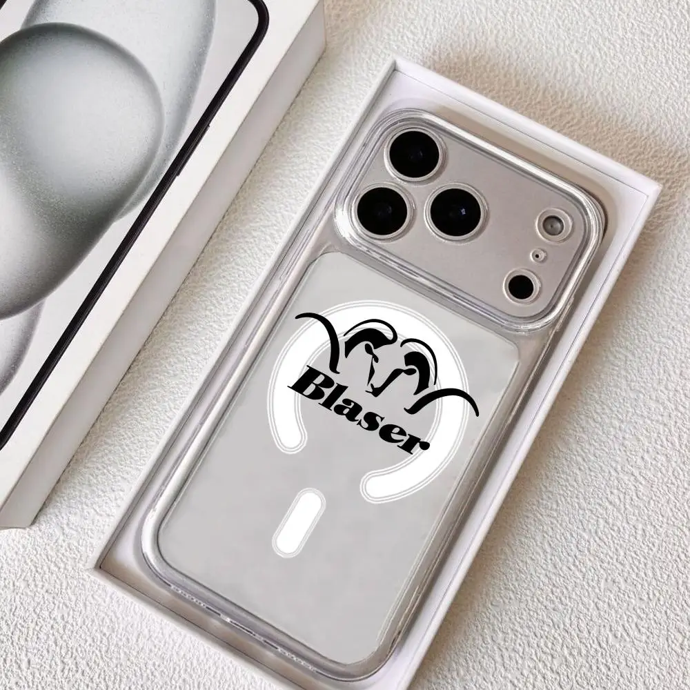 B-Blaser Usa Rifles Police Phone Case Magnetic Crystal Clear Case for iPhone 17-12 Pro Max Plus Slim Transparent Cover  Charging