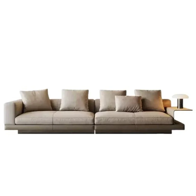 

Sofa leather living room furniture large apartment high-end straight row sofa