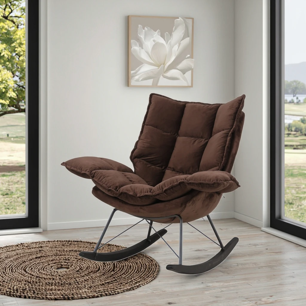 Modern Single Fabric Armless Rocking Sofa Chair Living Room Furniture Leisure Chairs
