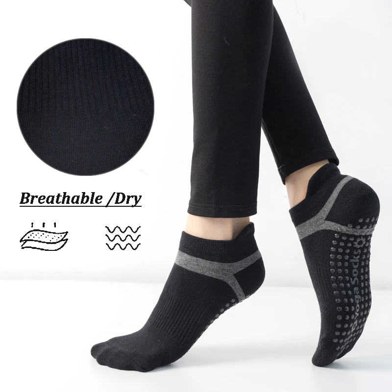 2024 Women Yoga Socks Silicone Non-slip Cotton Pilates Socks with Grips Workout Fitness Sports Ballet Dance Sock for Ladies