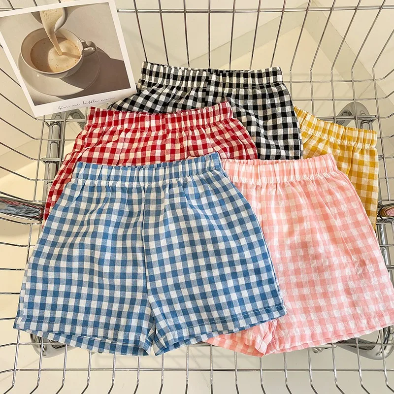 Boys Shorts Plaid Shorts for Kids 2023 Summer Children Beach Pants Thin Girls Trousers Baby Casual Shorts Clothing