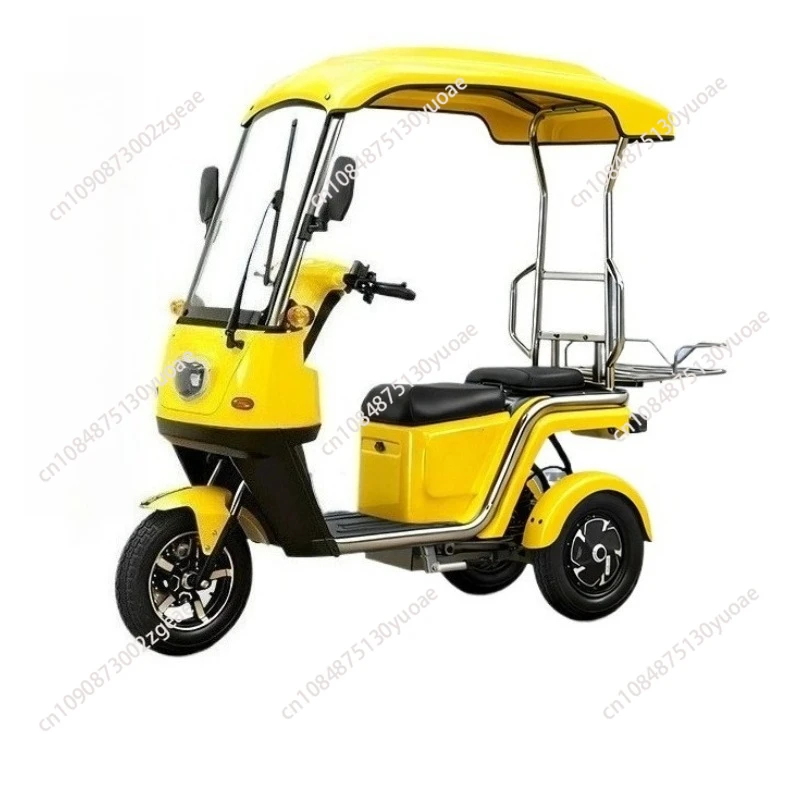 

Трехколесный электрический трицикл с навесом, устойчивый к опрокидыванию, для доставки еды и курьеров