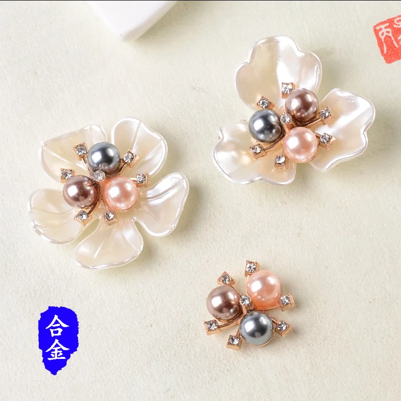 

100 pieces set new shell flower clover colored pearl set crystal hair accessories bag jewelry
