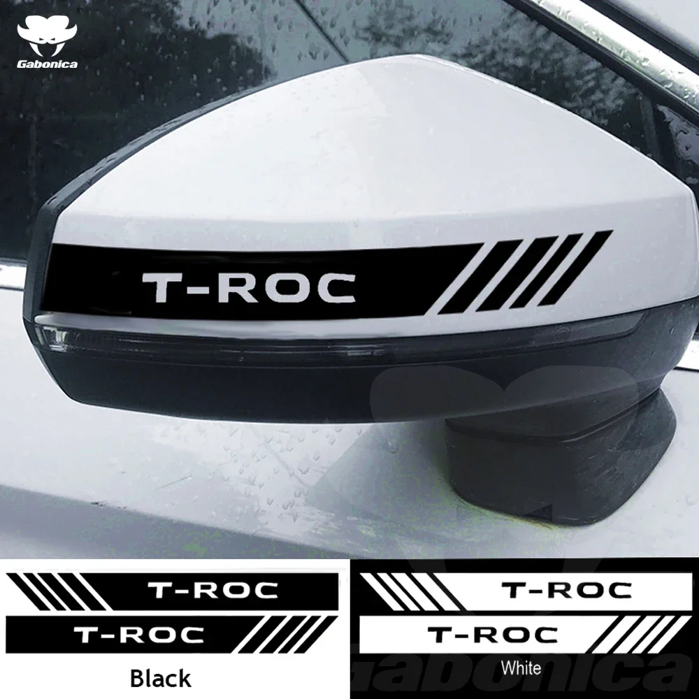 2pcs Car Rearview Mirror Decoration Stickers Reflective Decals For VW Volkswagen T-Roc TROC Car styling Accessories