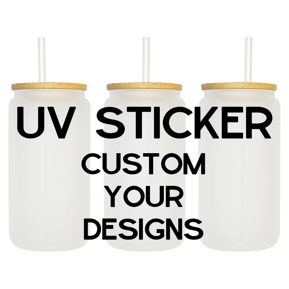 

UV Customize Your Desings 16OZ UV DTF Cup Wrap Transfer Stickers Custom Labels DIY Durable Waterproof Logo For Libbey Glass Can