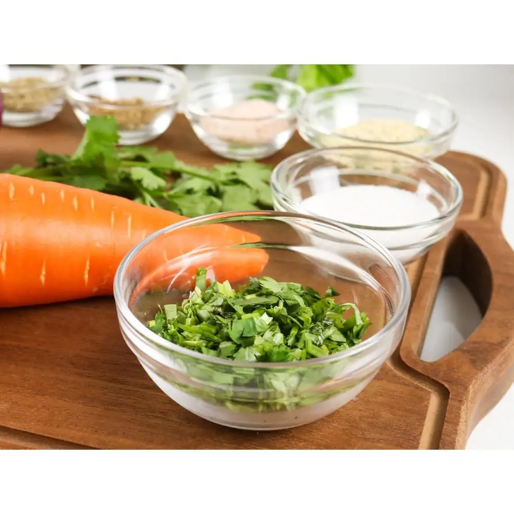 Set of 12 Clear Glass Mixing Bowls, 1.5oz, 2.5oz, 3.5oz for Salt, Spices, Chopped Ingredients