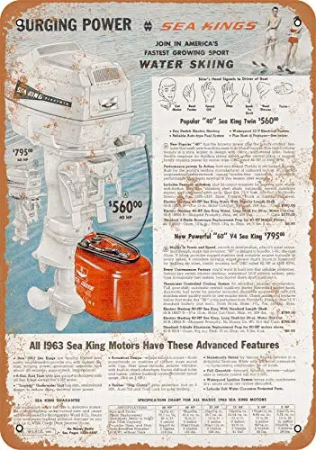 Wall-Color  Metal Sign - 1963 Sea King Outboard Boat Motors - Vintage Look