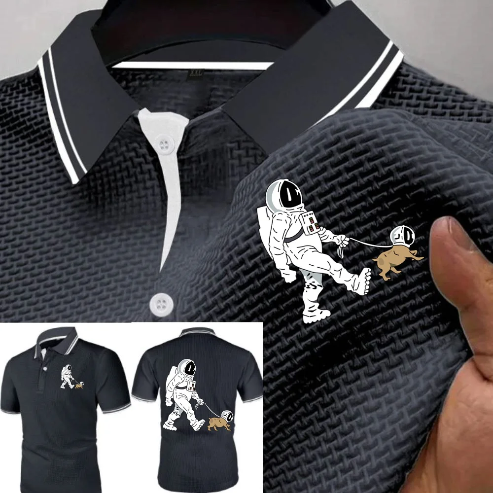 hommes-polo-vaisseau-spatial-astronaute-chien-the-walking-dead-ete-glace-soie-cool-coupe-ajustee-maille-doux-t-shirts-hommes-tshit-polos-vacances-t-shirt