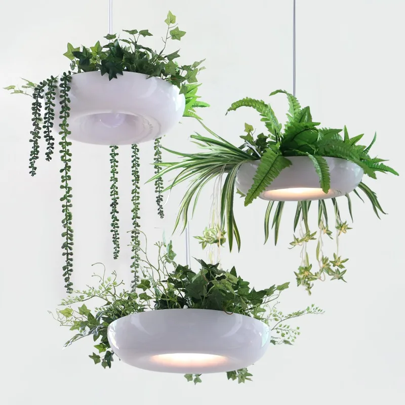 Nordic Style Pastoral Green Aluminum Bonsai Chandelier LED High Brightness Warm White Pendant for Garden & Restaurant Decor