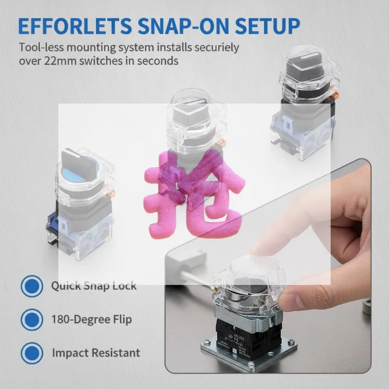22mm Button Protective Dustproof Cover Guide Rail Mounting Bracket For Indicator Emergency Stop Switch