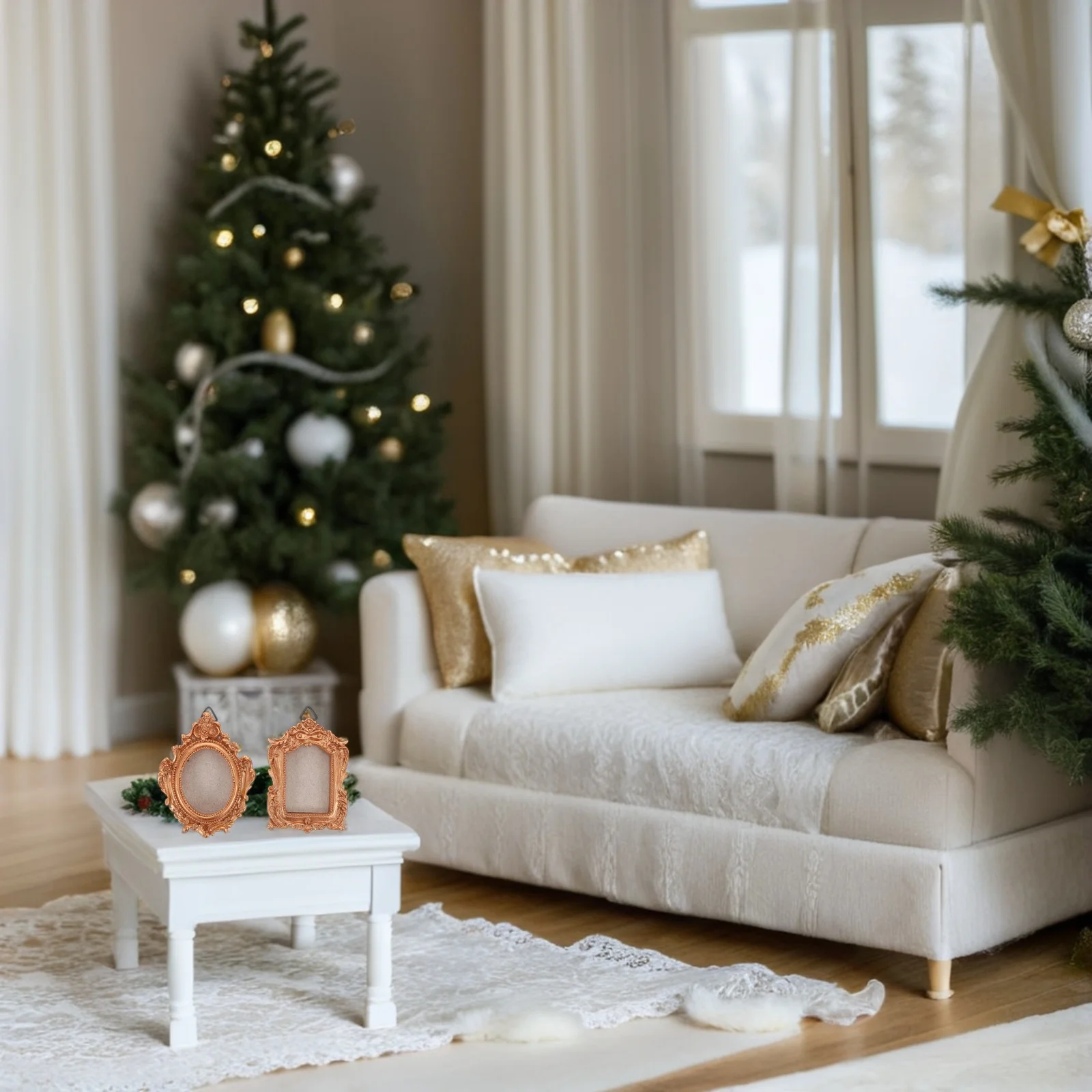 

2pcs Mini Vintage Picture Frames Small Gold Wall Hanging Photo Displays For Home Decor Frame Set Easy Install Miniature