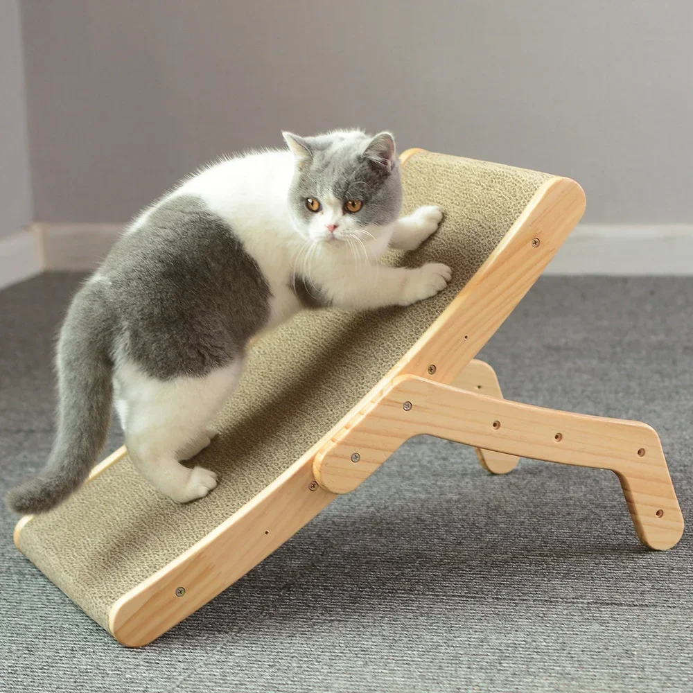 Cat Scratcher Board Wooden Frame Cat Scratching Bed 3 In 1 Scratching Post Anti-Scratch Toys Claw Couch Scraper For Cats