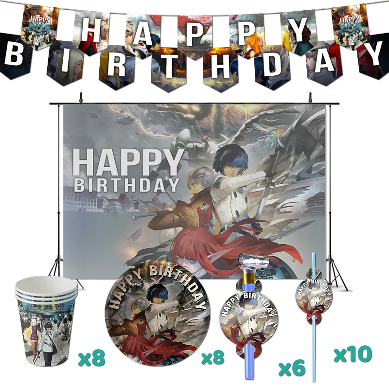 

Metaphor Refantazio Birthday Party Decorations Game Theme Supplys Banner Cups Plates