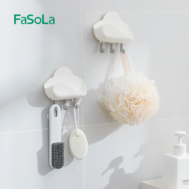 FaSoLa Clouds Shape Bathroom Kitchen Storage Hook Housekeeper on Wall Door Hanging Hooks Key Holder Hanger