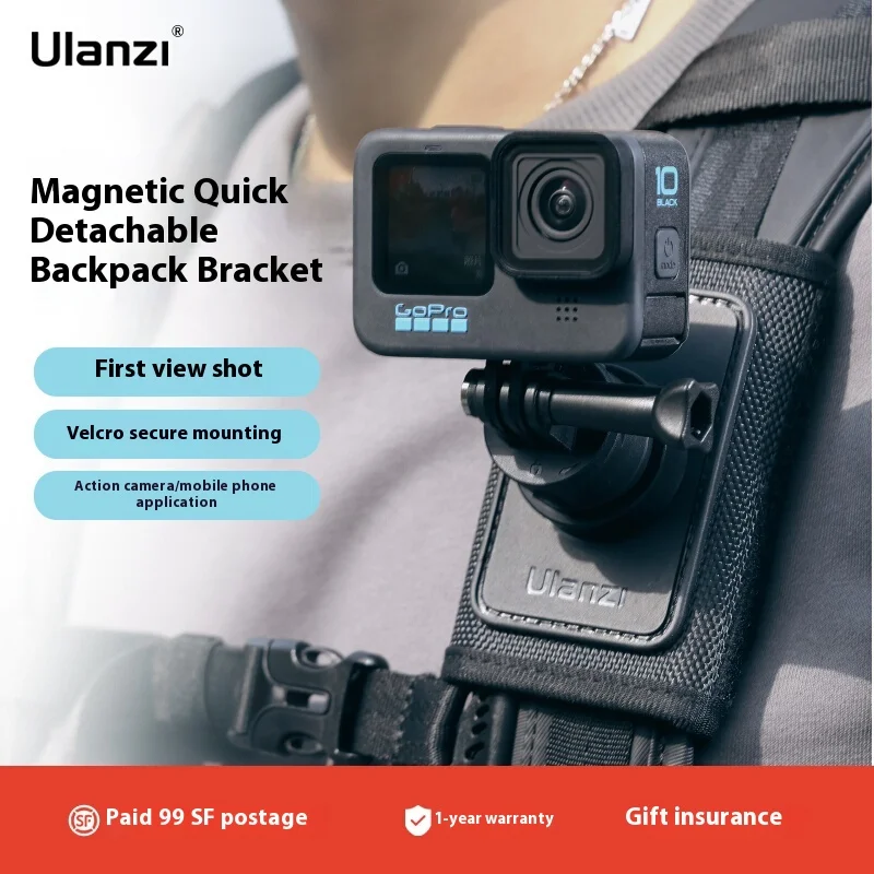 Ulanzi CO62 Go-Quick II Magnetic Backpack Clip 360° Rotation Custom Quick Release Mount for Insta360 DJI Action Camera Accessory