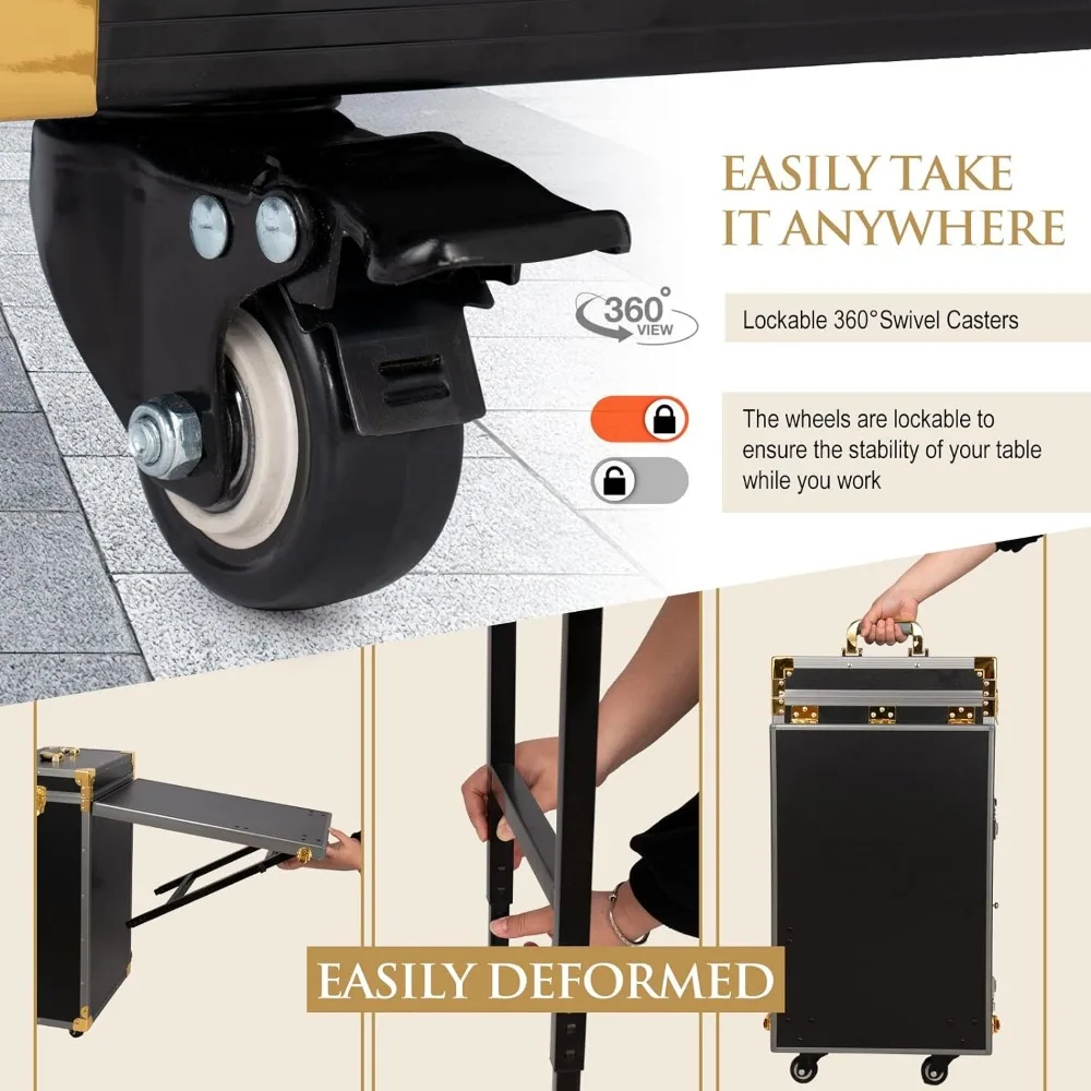 Draagbare Rollende Manicure Tafel Opvouwbare Reizende Nail Bureau W/Opslag Bluetooth Speler Cosmetische Trolley Case Nail Tafel