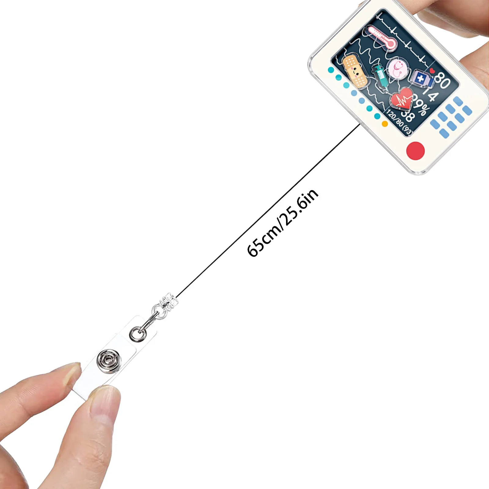 Acrylic Medical Badge Reel with Alligator Clip, Retractable ID Badge Holder for Doctor Nurse Porta Credencial Card Holders