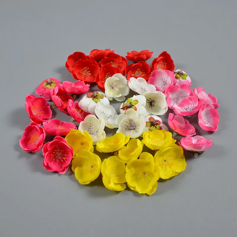 

4cm Artificial Silk Plum Blossom Flower Heads For DIY Wreath Wedding Home Decoration Accessories Scrapbooking Fake Plants Gifts