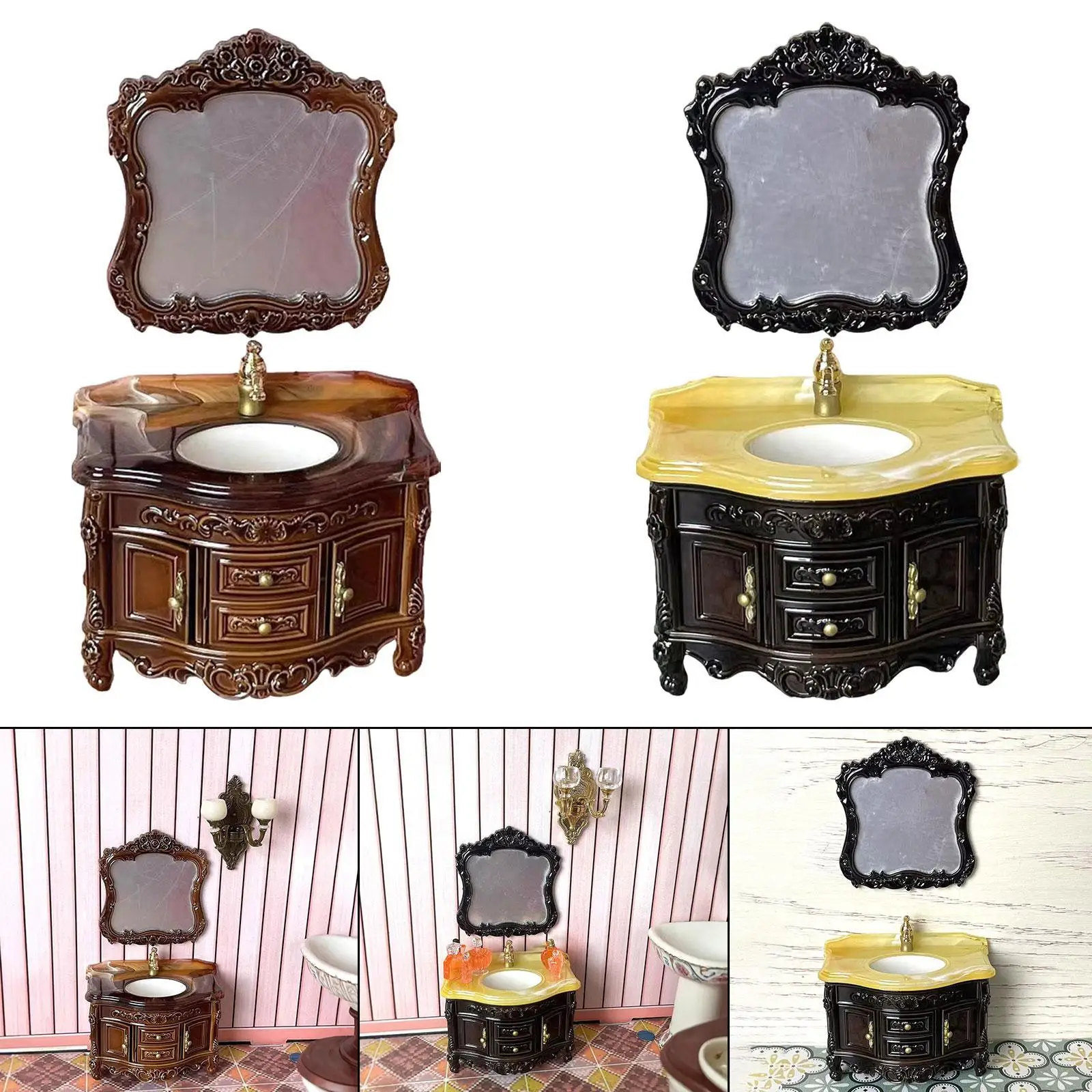 1/12 Dollhouse Vanity Sink for Gift Landscape Decorations Window Display