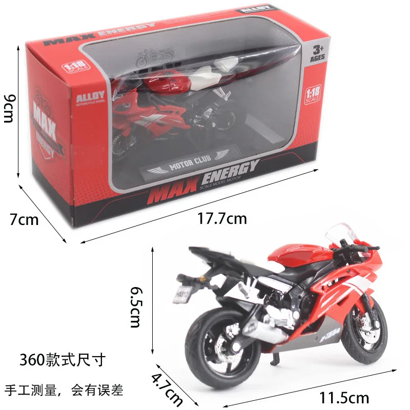 Skuter ze stopu w skali 1:18 Figurki rowerów sportowych Diecasts Zabawka dla dzieci Wyścigi motocyklowe Repliki modeli Zbieraj prezenty dla chłopców Biurko Acce