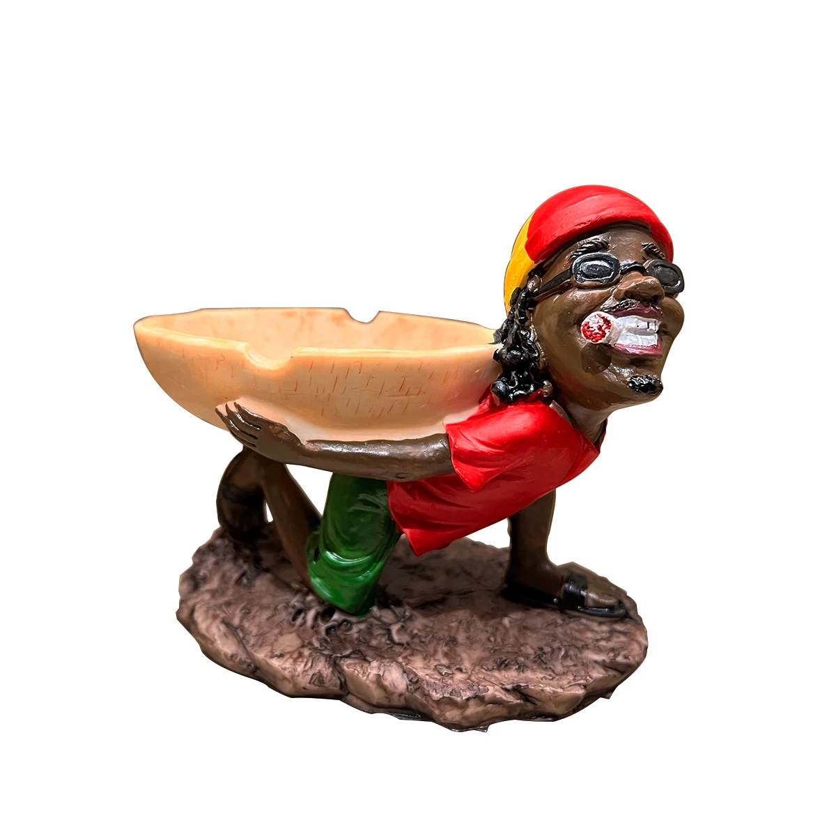 1PC Jamaican Man Holding Ashtray Ornament, Resin Statue Funny Craft, For Bookshelf Home Living Room Office Cabinet Decor