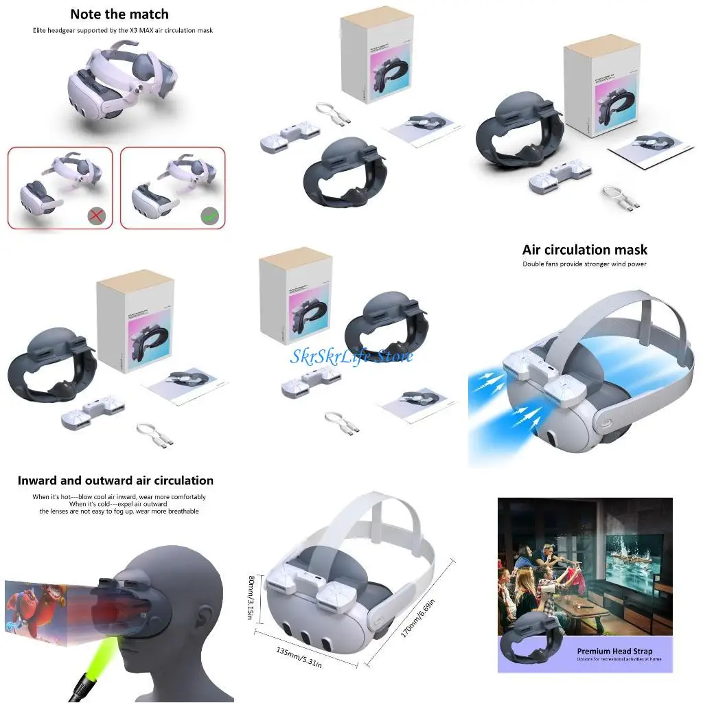 

E65E Cooling System Face Eye Guard Air Circulation Face Cover for Q 3 Headsets