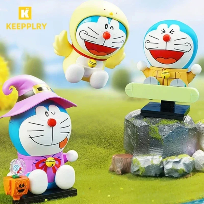 Keeppley Building Blocks Doraemon Series Round Splicing Educational Toys Doraemon Cat Model Desktop Ornaments Halloween Gift