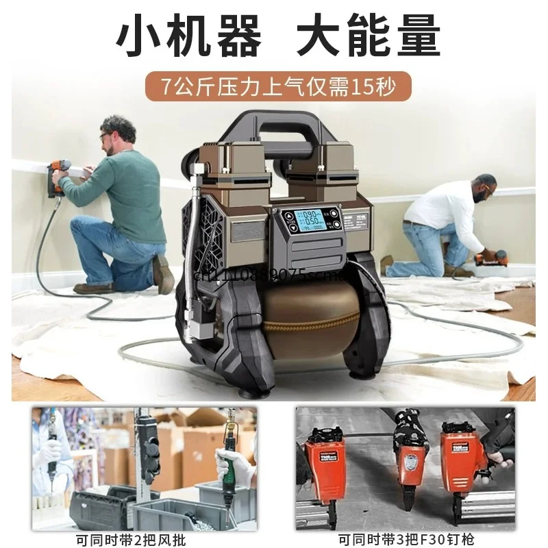Brushless Variable‑Frequency Oil‑Free Silent Air Compressor 220V, High‑Pressure Mini Air Pump for Woodworking Spraying Work