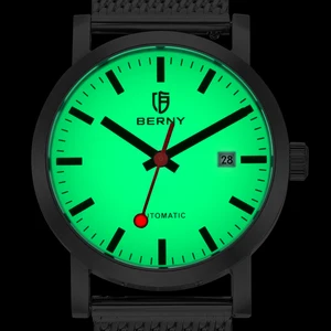 Berny Male Automatic Watch Lumino Edelstahl Impulsuhr Auto Roll Miyota 8215 wasserdichte mechanische Uhr Schweizer Railway 8 Hauptverkaufsmuster Schweizer Männer -Swatch - №7