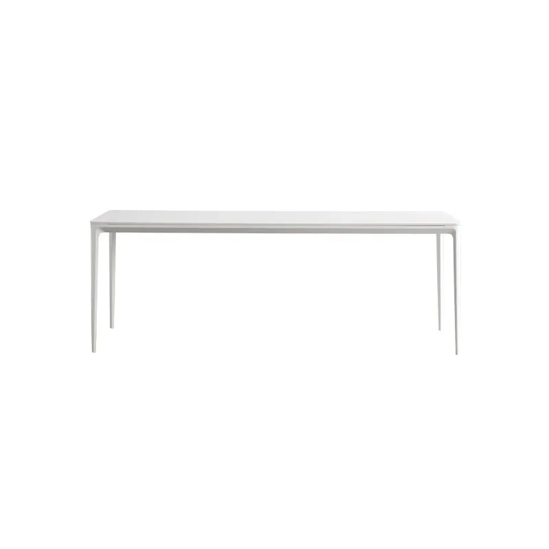 Board dining table Nordic modern and simple, rectangular pure white aluminum alloy, light luxury household small apartment