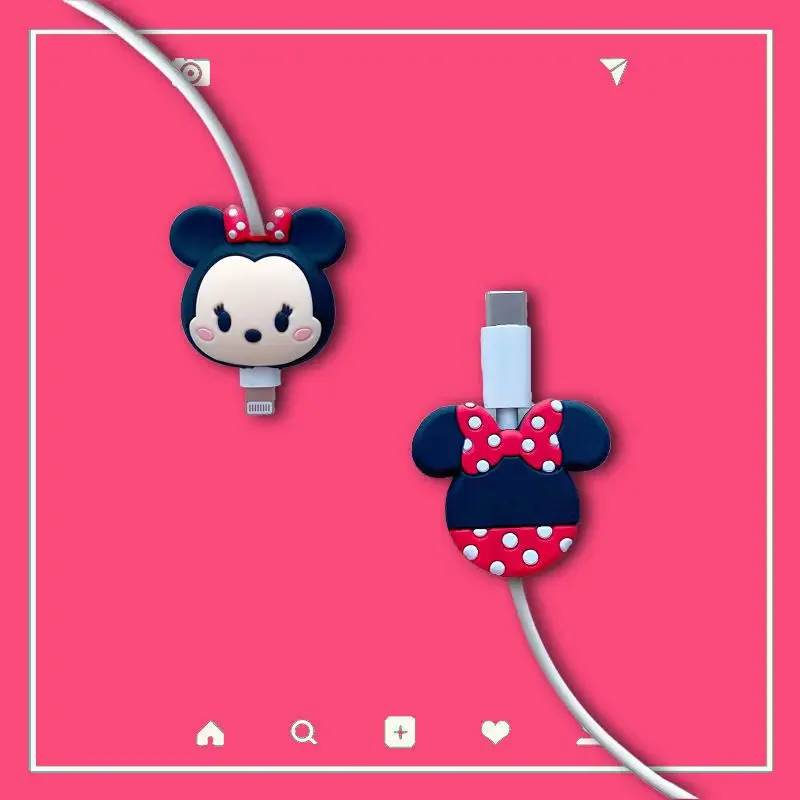 New Mickey Minnie Cable Organizer Data Line Protector For Apple iPhone For Huawei Xiaomi Daisy Anti-break Charging Cable Cas