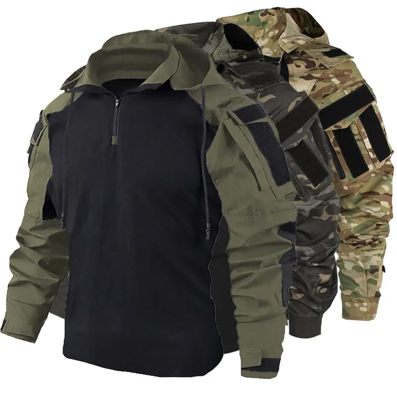 

Новые рубашки в стиле милитари, тактическая футболка с длинным рукавом, камуфляжные топы с капюшоном для пейнтбола, быстросохнущие мужские куртки, мягкие дышащие, износостойкие
