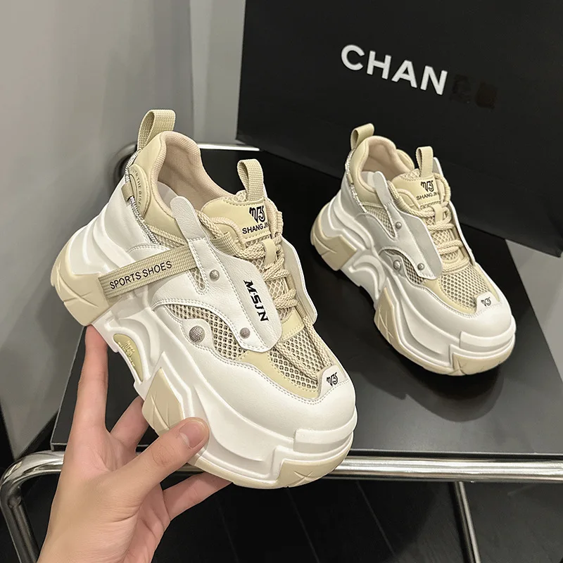 CICIYANG Sneakers Women Platform Casual Shoes Fashion Sneakers Platform Basket Femme Grey Lace-Up Casual Chunky Dad Shoes